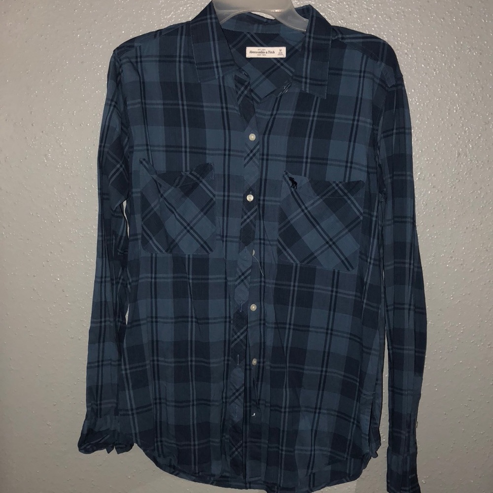 Blue plaid A&F long sleeve